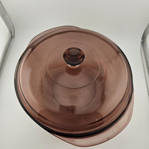 Pyrex Visions Cranberry Casserole Dish & Lid #024C Corning 2qt - Picture 3 of 16